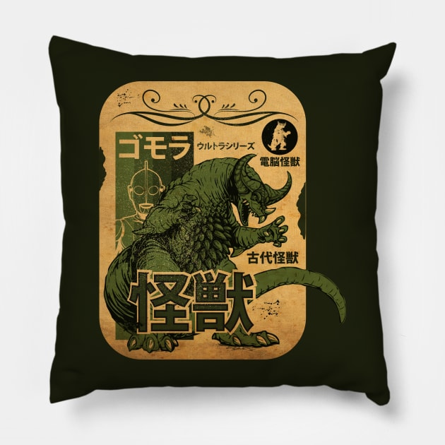 Vintage Kaiju Master Card Pillow by CTShirts