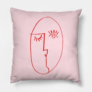 Minimal Winking Portrait Pillow