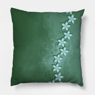 Beautiful blue flowers and green grunge texture Pillow