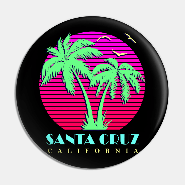 Santa Cruz California Palm Trees Sunset Pin by Nerd_art