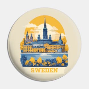 Vintage Travel Sweden Design Pin