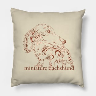 Font illustration "miniature dachshund" Pillow