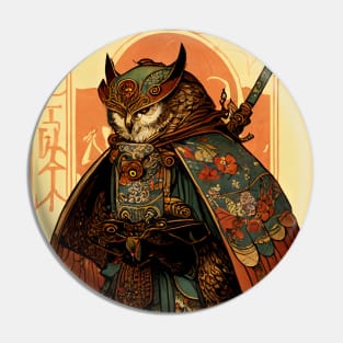 Owl Samurai Art Nouveau Pin