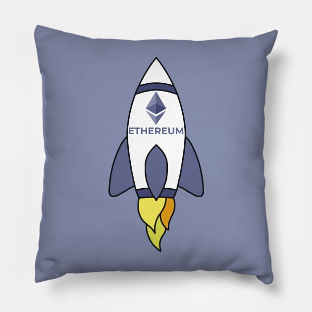 Ethereum To The Moon Rocket Pillow by DiegoCarvalho