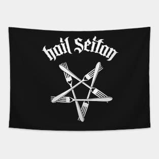 Hail Seitan - Go vegan No.1.2 (white) Tapestry