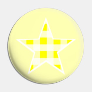 Yellow and White Buffalo Plaid Star Pin