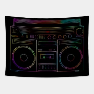 Old School Retro Neon Outline Boombox Tapestry