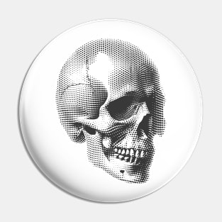 Ink Stains and Bone: A Raw Halftone Skull Tapestry Pin