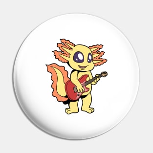 Comic axolotl plays electric guitar Pin