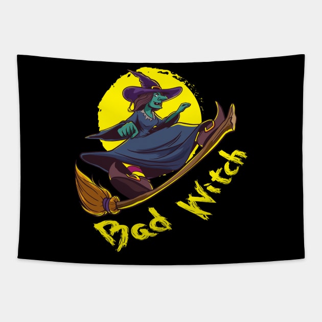 Bad Witch  Design for a Witch riding a broom Tapestry by alpmedia