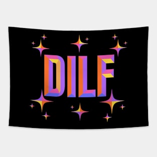 Dilf - Colorful Beveled Text Typography Design Tapestry