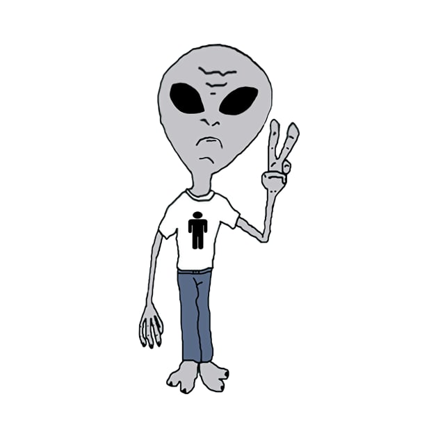 Friendly Funny Peace Alien by JerryWLambert