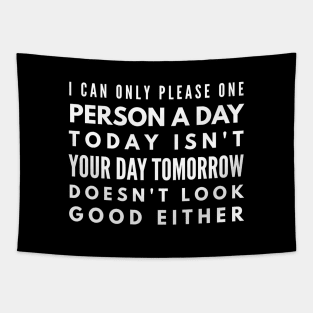 I Can Only Please One Person A Day Today Isn't Your Day Tomorrow Doesn't Look Good Either - Funny Sayings Tapestry