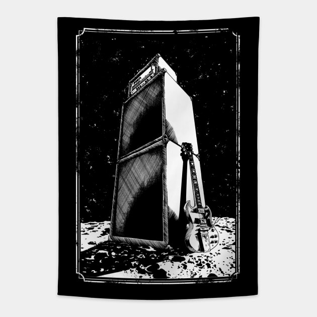 Doom metal amp amplifier stack tube guitar heavy stoner rock moon space astral universe Tapestry by JonathanGrimmArt