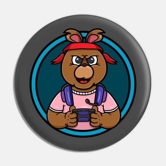 Bear Gaming Cartoon Mascot Pin by tedykurniawan12