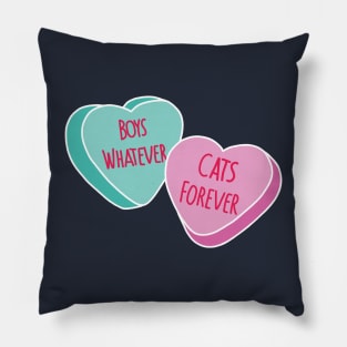 Boys whatever, Cats forever white outline Pillow