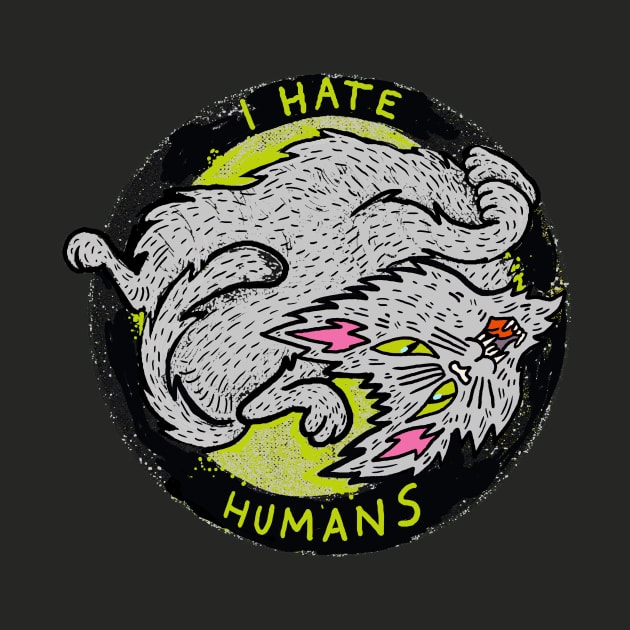 Stray Cat I Hate Humans slogan Pisittu Aresti - by Miskel Design by miskel