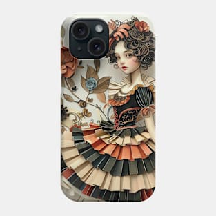 Cute Paper Doll With Fan Victorian Lace Dress Art Phone Case