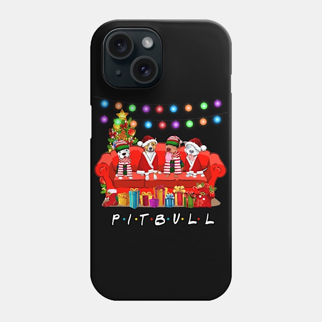 Friends Pitbull Merry Christmas Sweatershirt Phone Case by kimmygoderteart