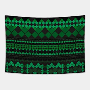 Geometric Boho Pattern Emerald Green Tapestry