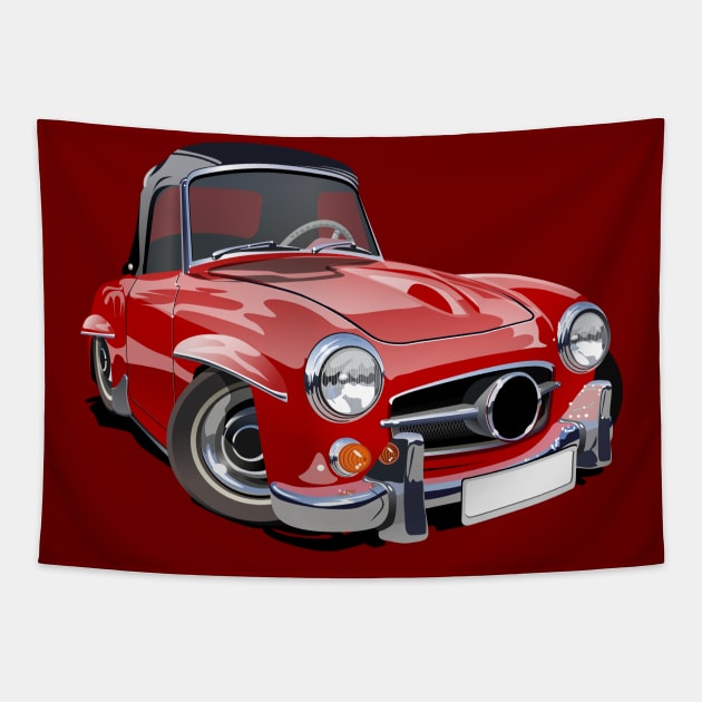 Cartoon retro car Tapestry by Mechanik