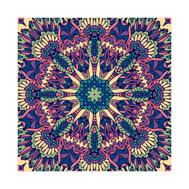 Colorful Indian Mexican Ethnic Oriental Rug Mandala Boho Pattern by jodotodesign