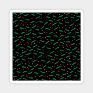 Christmas branches and stars - black and green Magnet