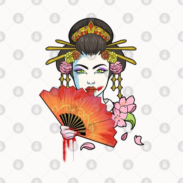 Zombie Girl Floral Geisha by Trendy Black Sheep