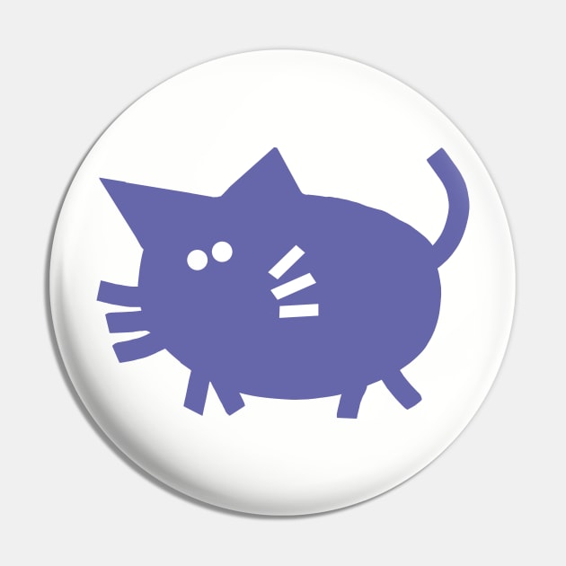 Mysterious Periwinkle Blue Chonk Kitty Cat Pin by ellenhenryart