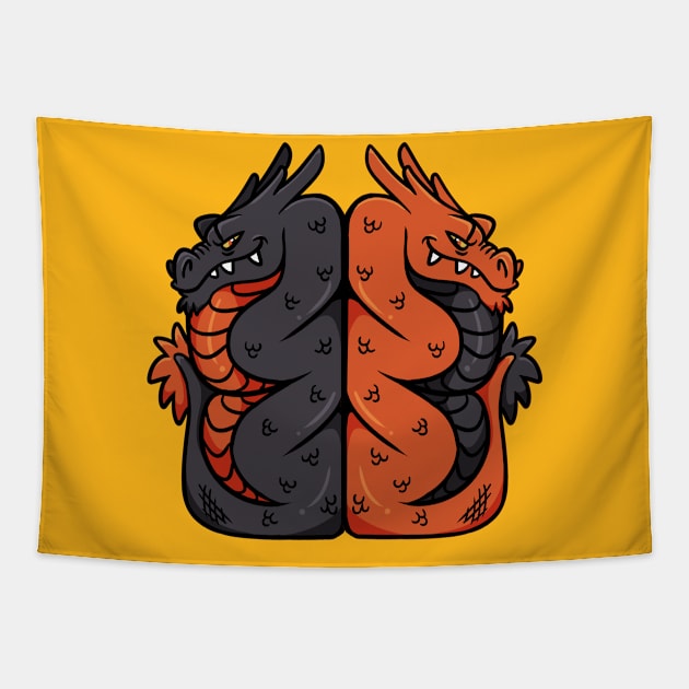 Double Dragon Totem Tapestry by therealfirestarter