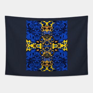 Miniature Aussie Tangle 13 Pattern in Blue and Gold Tapestry