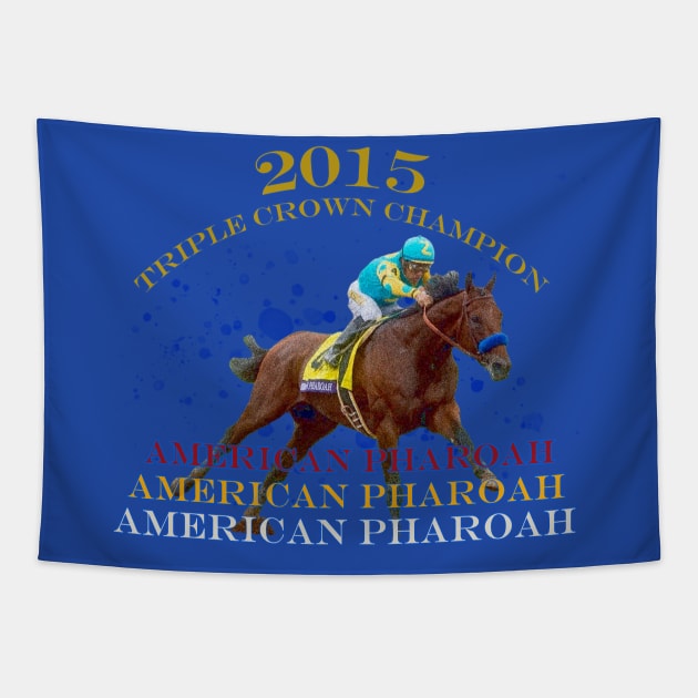 American Pharoah 2015 Triple Crown Champion horse racing design Tapestry by Ginny Luttrell