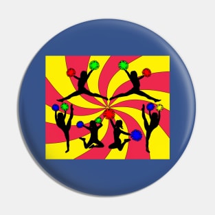 Dancing Cheerleader Cheers With Pom Poms Pin