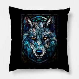 Blue wolf face Pillow