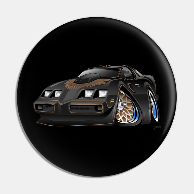 Classic American Black Muscle Car Cartoon Pin by hobrath