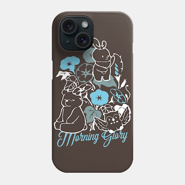 Animal Friends and Morning Glory Flowers Phone Case by FlinArt