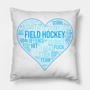 Field Hockey Heart Blue Pillow