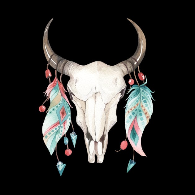 Boho Cow Skull by PixelArt