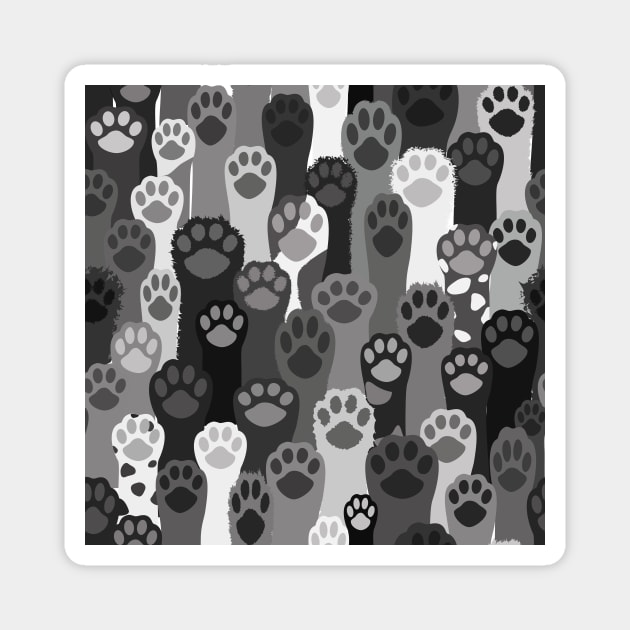 Pawsome Pattern - Black and White Magnet by Tillowin