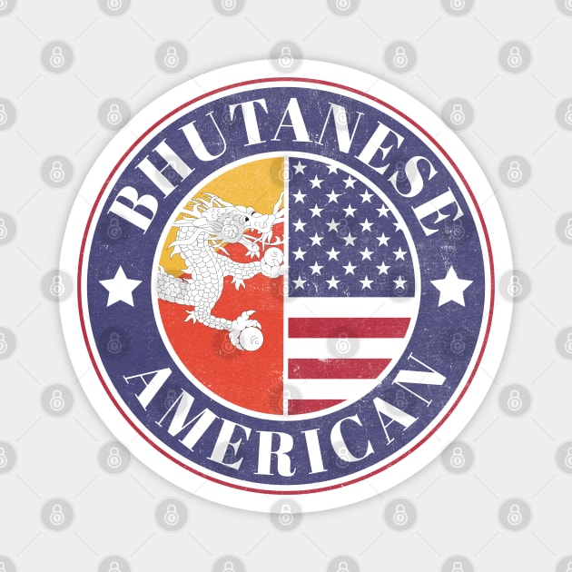 Proud Bhutanese-American Badge - Bhutan Flag Magnet by Yesteeyear