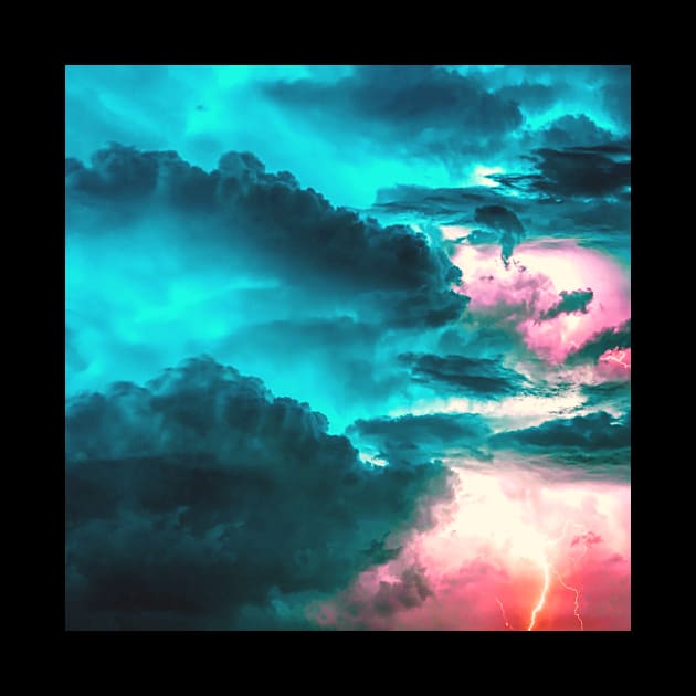 Turquoise Sky And Pink Clouds Storm by FabDesign