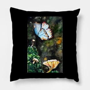 Butterfly and the Mushroom Patch Pillow