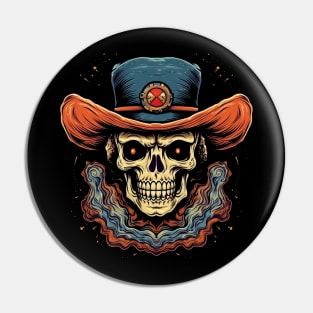 Cowboy Magic Voodoo Witch Doctor Skull Pin