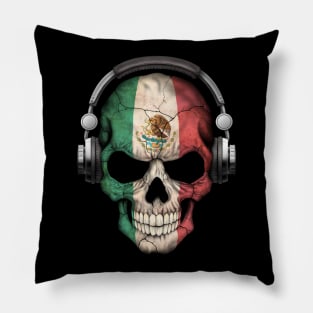 Dark Skull Deejay with Mexican Flag Pillow