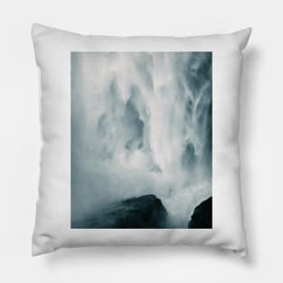 Close-up of a raging and wild waterfall in Iceland – Landscape Photography Pillow