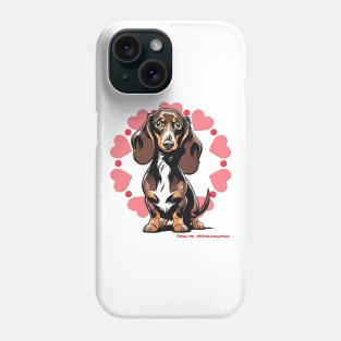 Valentine Brown Long Hair Dachshund Pink Hearts Phone Case