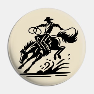 Rodeo Cowboy Riding Bronco Pin