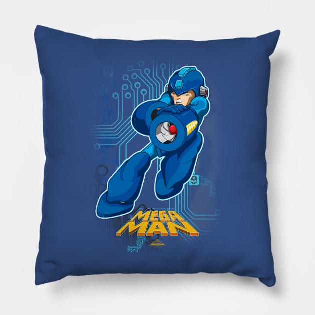 The Blue Bomber Mega Man Pillow by TomRyansStudio