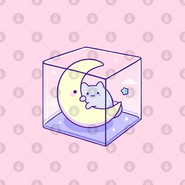 cube cat and moon by Varpu Maki