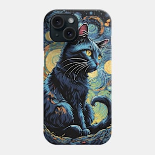 Starry Night Whiskers: Van Gogh's Feline Reverie Phone Case